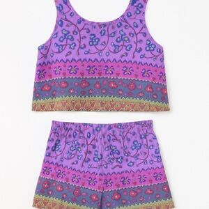 Rainbow Jo Vintage Purple Hawaiian Floral Tank & Shorts 90s Matching Set